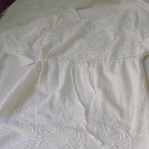 White cotton eyelet/embroidered dress, size Medium